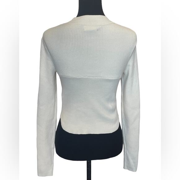 New ~ OPEN EDIT ~ Cutout Detail Cotton Blend Corset Sweater Size Small - Picture 4 of 8